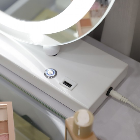 Led Hollywood Mirror Smart Touch με 3 χρώματα φωτισμού USB Charge Λευκός-6900232