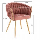 Nordic Style Luxury Beauty Chair Velvet Wine Red Gold-5400365 BEAUTY & LOUNGE CHAIRS