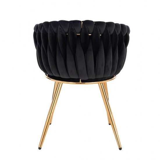 Nordic Style Luxury Beauty Chair Velvet Black Gold-5400367 BEAUTY & LOUNGE CHAIRS