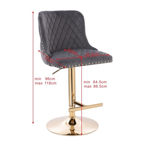 Luxury Bar stool Lion King Velvet Dark Grey Gold-5450136