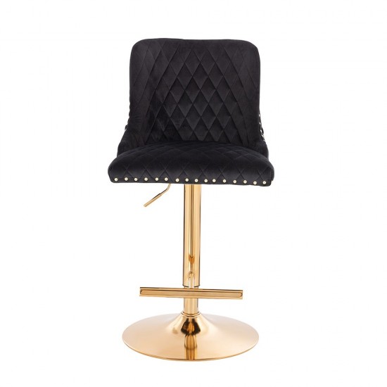 Luxury Bar stool Lion King Velvet Black Gold-5450137