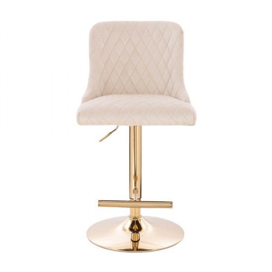 Luxury Bar stool Lion King Velvet Beige Gold-5450139