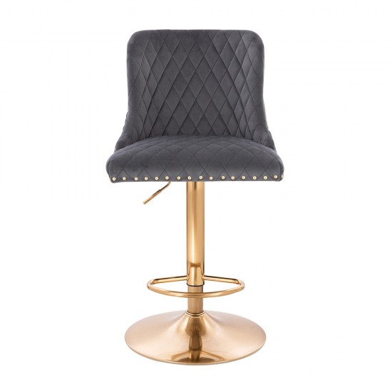 Luxury Bar stool Lion King Velvet Dark Grey Gold-5450141