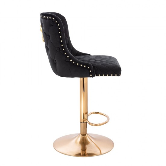 Luxury Bar stool Lion King Velvet Black Gold-5450142