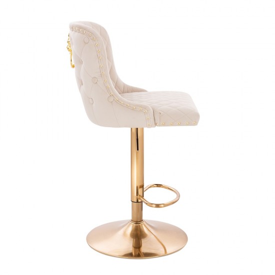 Luxury Bar stool Lion King Velvet Beige Gold-5450144