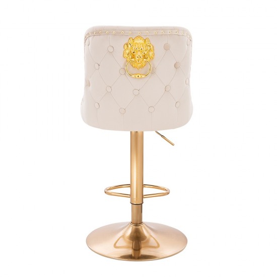 Luxury Bar stool Lion King Velvet Beige Gold-5450144