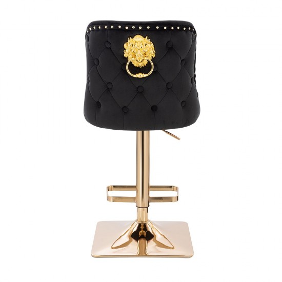 Luxury Bar stool Lion King Velvet Black Gold-5450147