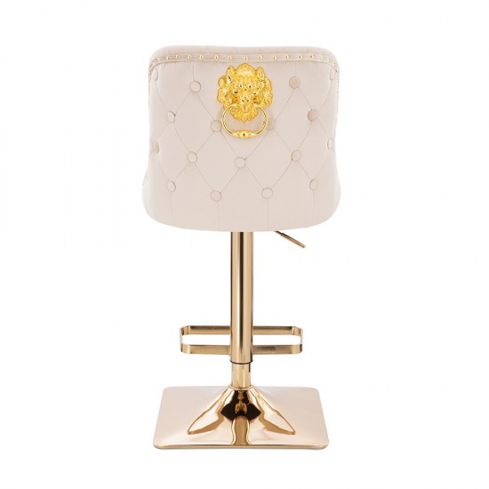 Luxury Bar stool Lion King Velvet Beige Gold-5450149