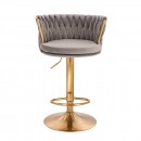 Luxury Bar stool Velvet Light Grey Gold-5450152