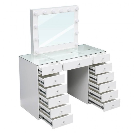 Best Seller Vanity Table 120cm Glass Top & Ηollywood Mirror - 6910010