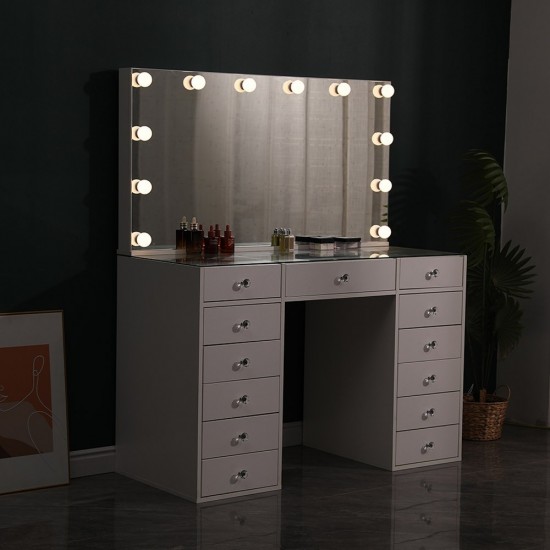 Full Set Vanity Table & Hollywood Full Mirror με 2 Beauty Storage Stations -6910027