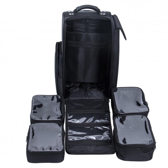 Τροχήλατη βαλίτσα ομορφιάς με έξτρα αποθηκευτικούς χώρους μαύρη - 5866102 ΒΑΛΙΤΣΕΣ MAKE UP - ΟΝΥΧΟΠΛΑΣΤΙΚΗΣ - ΚΟΜΜΩΤΙΚΗΣ